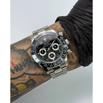 Custom Seiko Mod • Black Arabic Godzilla Daytona • 39.5mm